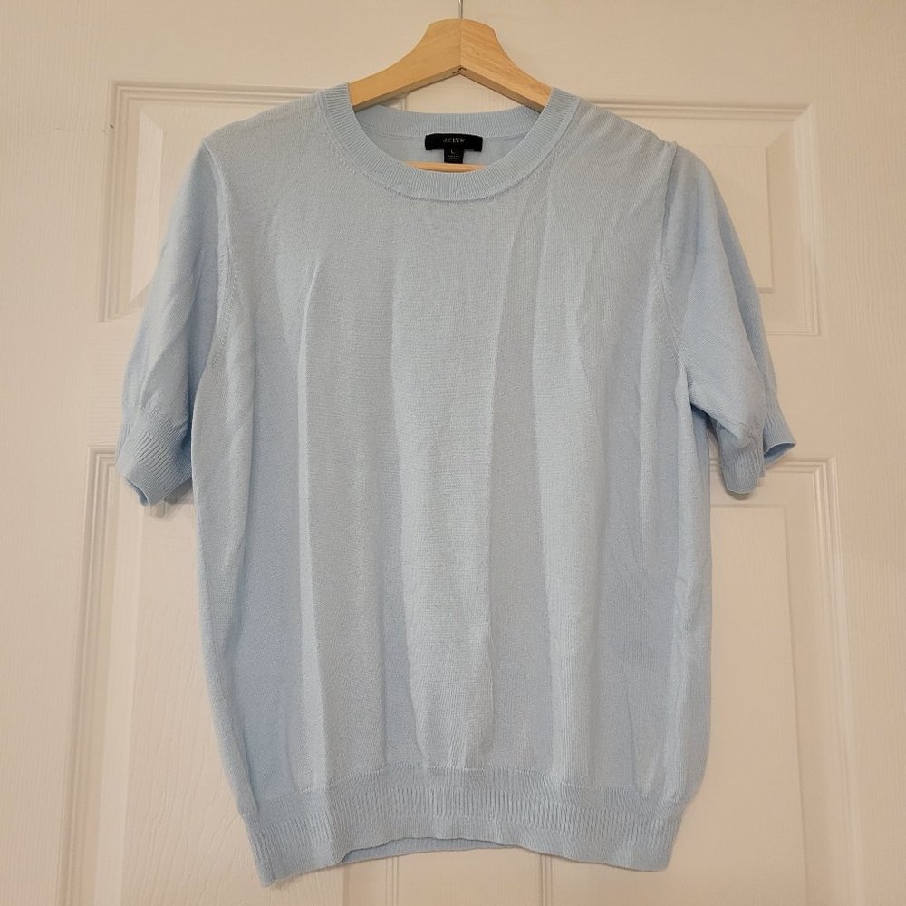 J Crew blue knit top, Size L